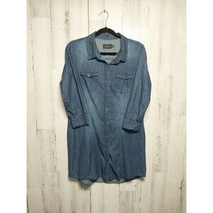 Ci Sono Denim Collection Button Down Chambray Shirt Dress Size Large